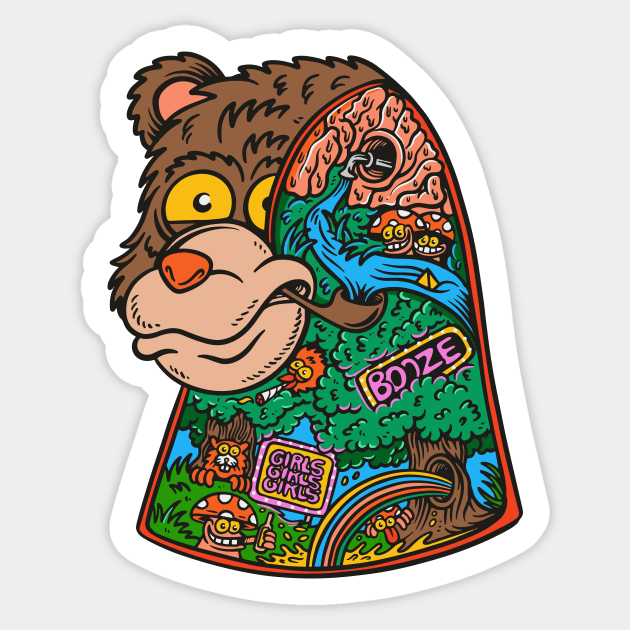 Trippin Bear Sticker by Joe Tamponi